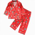 thumbnail image 1 of WUANDIXFA Little Girls PajamasToddler Girls Boys Christmas Satin Pajamas Button Down 2 Piece Set,Red,2-3 Years, 1 of 7