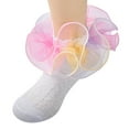 thumbnail image 1 of WUANDIXFA Little Girls Ruffle Princess Socks Toddler Girl Socks Toddler Ruffle Sock Girls Baby Infant Dress Lace Frilly Ruffle Socks for Girls Light Yellow,3-5 Years, 1 of 2
