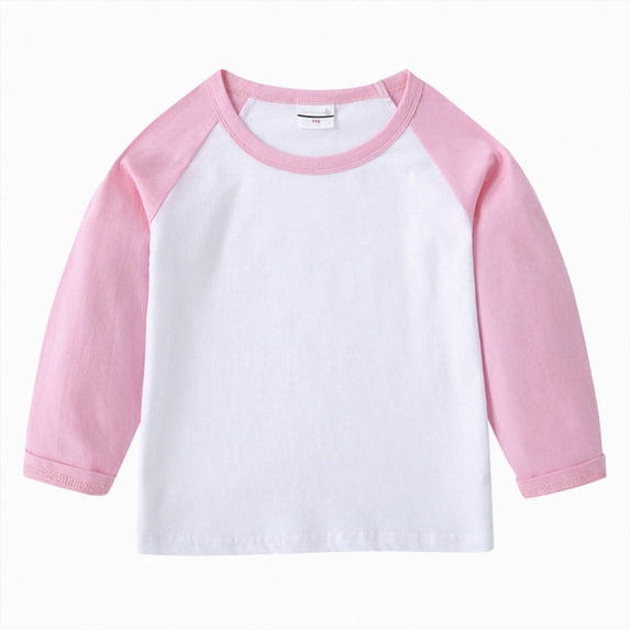 WUANDIXFA Long Sleeve Toddler Shirt Boys Fashion Kids's T Shirt Round Neck Cartoon Long Sleeve Top Bottom Shirt Girl Baby Cotton T Shirt,Pink,6-7 Years