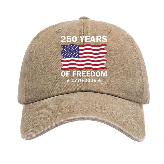 WUANDIXFA Men Hats 250 Anniversary USA Hat, United States Patriotic Hat, Adjustable Embroidered Baseball Cap for Men Women Khaki,One Size