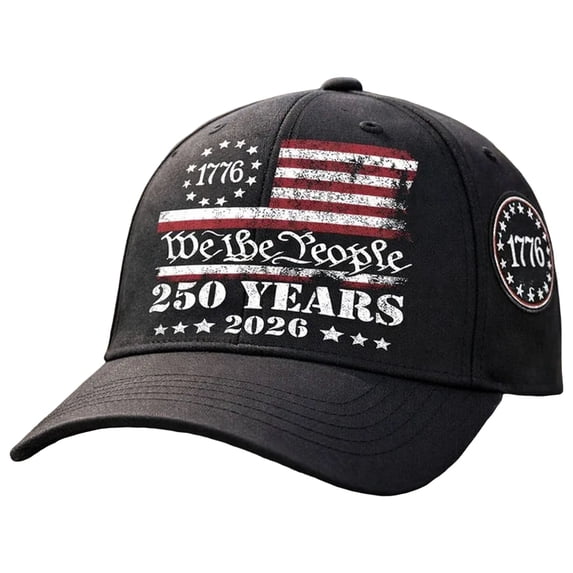 WUANDIXFA Mens Baseball Cap 250 Anniversary USA Hat 250 Year American Anniversary Hat Embroidery Patriotic Adjustable Baseball Cap Black,One Size