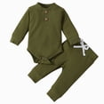 thumbnail image 1 of WUANDIXFA Newborn Baby Boy Clothes 3 6 12 18 24 Months Long Sleeve Romper Bodysuit Pants Set Fall Winter Outfits,AG,0-3 Months, 1 of 4