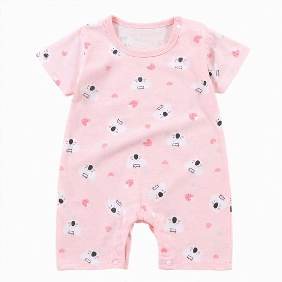 WUANDIXFA Newborn Baby Boy Clothes 3 6 9 12 18 Months Baby Romper Sleeper Short Sleeve Jumpsuit Footless One-piece,Light Pink,0-6 Months