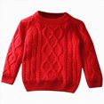 thumbnail image 1 of WUANDIXFA Newborn Baby Boy Girl Long Sleeve Cable Knit Sweater 1-8 Years Pullover Knitwear Top,Red,6-12 Months, 1 of 7