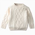 thumbnail image 1 of WUANDIXFA Newborn Baby Boy Girl Long Sleeve Cable Knit Sweater 1-8 Years Pullover Knitwear Top,White,12-18 Months, 1 of 4