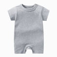 thumbnail image 1 of WUANDIXFA Newborn Baby Girl Clothes 3 6 9 12 18 24 Months Summer Cute Cotton Short Sleeve Romper, Baby Outfits Baby Girl Summer Outfit Summer Baby Girl Clothes,Grey,0-3 Months, 1 of 4