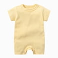 thumbnail image 1 of WUANDIXFA Newborn Baby Girl Clothes 3 6 9 12 18 24 Months Summer Cute Cotton Short Sleeve Romper, Baby Outfits Baby Girl Summer Outfit Summer Baby Girl Clothes,Yellow,12-18 Months, 1 of 4