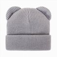 thumbnail image 1 of WUANDIXFA Newborn Baby Hats Fashion Stretch Winter Pullover Hat Children's Double Ear Hat Solid Color Cute Knitting Baby Hat,Light Gray,3-8 Years, 1 of 7