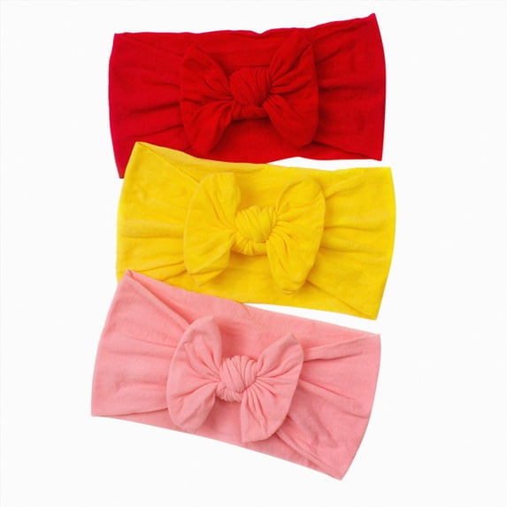 WUANDIXFA Newborn Baby Headbands Toddler Infant Baby Boys Girls Stretch Solid Bow Hairband Headwear Headband Elastics Hair Accessories 3 Pack,D,One Size