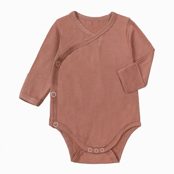 WUANDIXFA Newborn Boy Gifts 3 6 12 18 24 Months Long Sleeve Bodysuits Organic Cotton Baby Clothes for Boys and Girls,Brick Red,3-6 Months