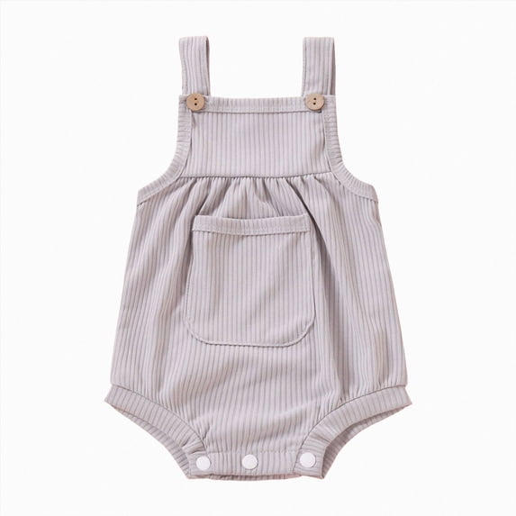 WUANDIXFA Newborn Clothes 3 6 9 12 18 Months Newborn Baby Boys Girls Ribbed Solid Pocket Bodysuit Suspender Romper,Grey,3-6 Months