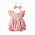 thumbnail image 1 of WUANDIXFA Newborn Clothes for Girls 3 6 9 12 18 Months Baby Girl Clothes Infant Summer Romper Cotton Linen Newborn Photography Preemie Outfits,Red,3-6 Months, 1 of 6