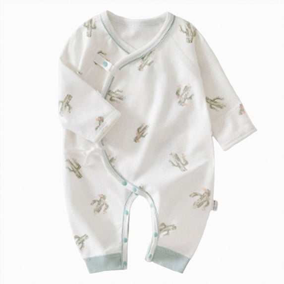 WUANDIXFA Newborn Girl Clothes 0 3 6 Months Baby Boy Cotton Jumpsuit Long Sleeve Button Playsuit Romper One Piece Outfit,White,3-6 Months