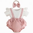 thumbnail image 1 of WUANDIXFA Newborn Girl Clothes Preemie Newborn Baby Girl Clothes Infant Cotton Romper Summer Outfit for Girls Ruffle Sleeve Bodysuit Jumpsuit 3-6 Months,Pink, 1 of 4