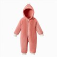 thumbnail image 1 of WUANDIXFA Newborn Girl Outfit Cute Romper Cute and Cozy Fleece Full Body Romper Jumpsuit for Winter Home Wear,Pink,6-12 Months, 1 of 7