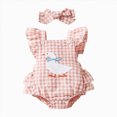 thumbnail image 1 of WUANDIXFA Newborn Girl Ruffle Overalls Bodysuit Romper 3 6 9 12 18 Months One Piece Summer Outfit,Red,0-3 Months, 1 of 7