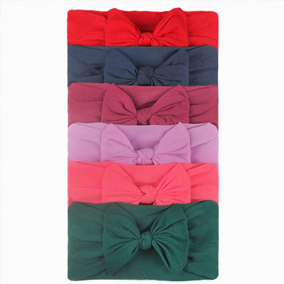 WUANDIXFA Newborn Headband Bows Stretchy Soft Knot Headbands with Hair Bows 6PCS Head Wrap Hair Accessories for Newborn Baby Girls Infant Toddlers,Black,One Size