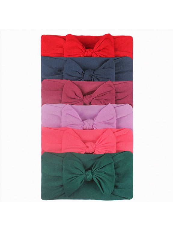 Newborn Headband Bows Stretchy Soft Knot Headbands with Hair Bows 6PCS Head Wrap Hair Accessories for Newborn Baby Girls Infant Toddlers,Black,One Size