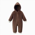 thumbnail image 1 of WUANDIXFA Newborn Hospital Outfit Boy Cute Romper Cute and Cozy Fleece Full Body Romper Jumpsuit for Winter Home Wear,Brown,18-24 Months, 1 of 7