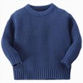 thumbnail image 1 of WUANDIXFA Newborn Knitted Outfit Baby Boys Girls Loose Crewneck Knit Sweater Fall Winter,Dark Blue,2-3 Years, 1 of 8