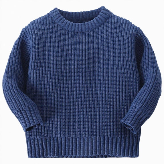 WUANDIXFA Newborn Knitted Outfit Baby Boys Girls Loose Crewneck Knit Sweater Fall Winter,Dark Blue,2-3 Years