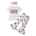 thumbnail image 1 of WUANDIXFA Newborn Outfits Baby Girl 4th of July Clothes 250 Anniversary USA Memorial Day Outfit Baby Girl Toddler Girl Clothes 12-18 Months,White, 1 of 7