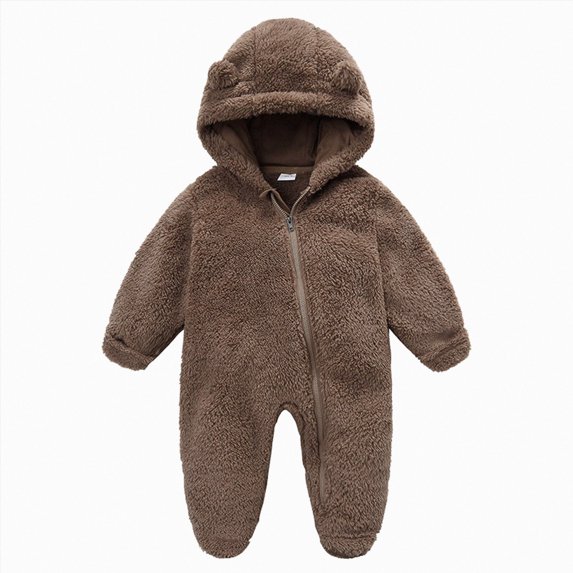 WUANDIXFA Newborn Outfits Baby Girl Unisex Baby Long Sleeve Romper Cotton Cute Print Cotton, Soft Breathable,Brown,9-12 Months
