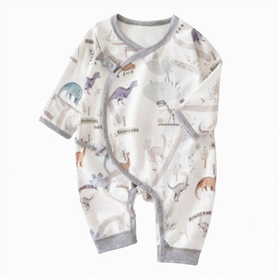 WUANDIXFA Newborn Photography Outfits Girl 0 3 6 Months Baby Boy Cotton Jumpsuit Long Sleeve Button Playsuit Romper One Piece Outfit,Light Gray,3-6 Months