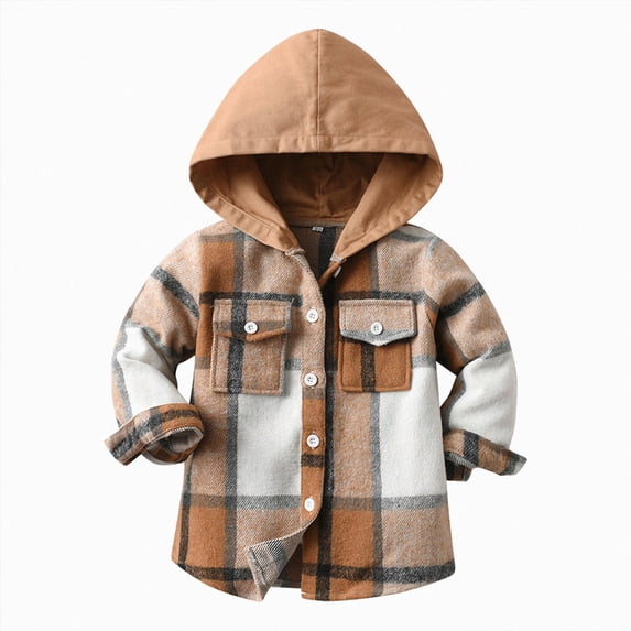 WUANDIXFA Newborn Shirts 1T 2T 3T 4T 5T 6T Toddler Baby Girls Boys Fall Winter Warm Thick Cotton Long Sleeve Coat Cardigan Clothes,Khaki,12-18 Months