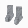 thumbnail image 1 of WUANDIXFA Non Slip Socks for Kids Cute Soft Newborn Baby Socks Boys and Girls Cotton Socks Double Needle Mid Calf Baby Baby Solid Color Newborn Socks,Grey,6-12 Months, 1 of 5