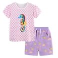 thumbnail image 1 of WUANDIXFA Pajama Sets for Girls Kids Pjs Summer Cotton Short Sleeve Sleepwear (Pink, 6-7 Years), 1 of 9