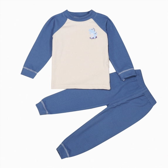 WUANDIXFA Pajamas Sets Toddler Boys Snug Fit Pjs Kids Long Sleeve Graphic Top Pants Breathable Sleepwear Baby Girl Christmas Pajamas,Blue,6-12 Months