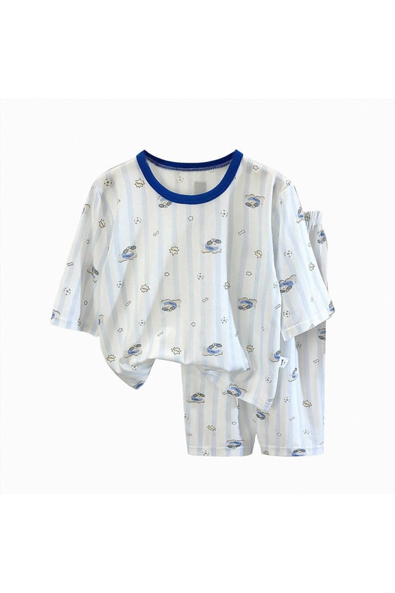 Pajamas Toddler 1-12 Years Cute Soft Cotton Fall Long Sleeve Shirts Pant Daily Casual Sleep Set Toddler Girl Pjs,Blue,1-2 Years