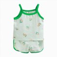 thumbnail image 1 of WUANDIXFA Pj for Toddler Girls Summer Clothes Sleeveless Top and Shorts Set Newborn 2 Piece Outfit Sleepwear Cute Set,Green,12-18 Months, 1 of 5
