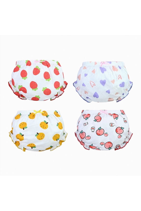 Potty Training Underwear for Girls 4 Pack, Organic Cotton Seamless Bloomers, Soft Diaper Covers with Lovely Princess Graphics A,3-4 Years