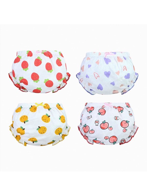 Potty Training Underwear for Girls 4 Pack, Organic Cotton Seamless Bloomers, Soft Diaper Covers with Lovely Princess Graphics A,3-4 Years