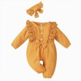 thumbnail image 1 of WUANDIXFA Preemie Newborn Baby Girl Clothes 0 3 6 12 18 Months Infant Cotton Romper Outfit for Girls Ruffle Sleeve Bodysuit Jumpsuit,Yellow,6-12 Months, 1 of 5