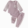 thumbnail image 1 of WUANDIXFA Preemie Newborn Boy Clothes Gift 3 6 9 12 18 Months Long Sleeve Romper Baby Boys Bodysuit Long Pants Outfit Set,Purple,6-12 Months, 1 of 5