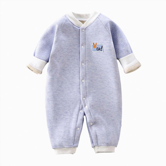 WUANDIXFA Rompers for Baby Boys 3 6 12 18 24 Months Baby Romper Sleeper Long Sleeve Jumpsuit Snap Footless One-Piece,Blue,12-18 Months