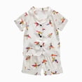 thumbnail image 1 of WUANDIXFA Satin Pajamas for Girls Cute Short Sleeve Shirt and Shorts Summer Sleepwear Loungewear 2PCS Toddler Summer Pajamas Girls Soft Pajamas Beige,3-4 Years, 1 of 4