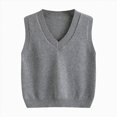 thumbnail image 1 of WUANDIXFA School Girl Outfit 2T 3T 4T 5T 6T 7T Toddler Kids Sweater Vest V Neck Cable Knit Sweater Vest Boys Girls School Pullover Knitwear,Grey,5-6 Years, 1 of 5