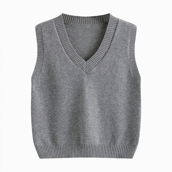 WUANDIXFA School Girl Outfit 2T 3T 4T 5T 6T 7T Toddler Kids Sweater Vest V Neck Cable Knit Sweater Vest Boys Girls School Pullover Knitwear,Grey,5-6 Years
