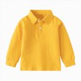 thumbnail image 1 of WUANDIXFA School Shirts for Boys Toddler Boy's Polo Shirts Long Sleeve Casual Polo Shirt Comfortable Daily Pullover Tshirt,Yellow,12-18 Months, 1 of 3
