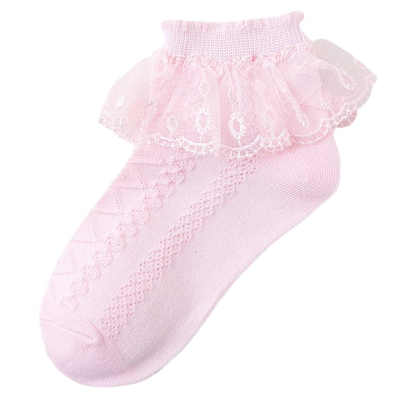 WUANDIXFA Seamless Socks for Kids Socks Floor Socks Summer Socks Thin Breathable Summer Solid Color Lace Fashion Pink,10-16 Years