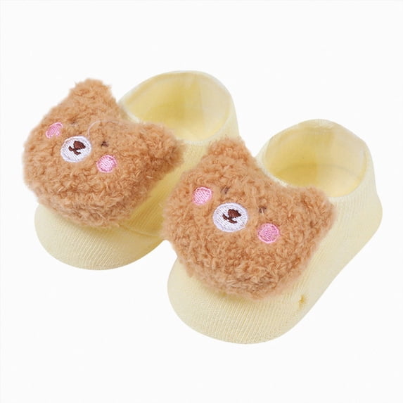 WUANDIXFA Socks Baby Boy Cute Soft Baby Socks Boys Girls Cartoon Non Slip Baby Sock Floor Socks for Newborn Baby Kids,Yellow,0-12 Months