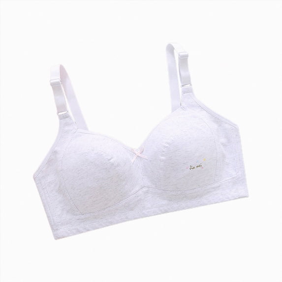 WUANDIXFA Sports Bras for Teens Teen Girls Training Bra Cotton Wireless Adjustable Straps Breathable Bras,Grey,12-16 Years