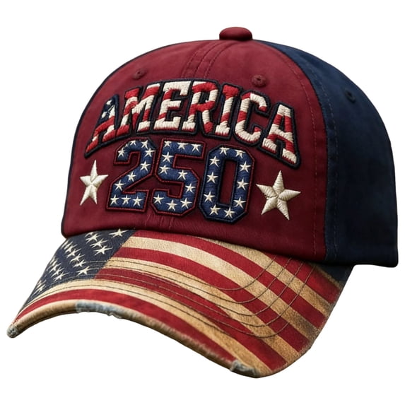 WUANDIXFA Summer Hats for Women 250th Anniversary Hat USA 250th Anniversary Hat Adjustable Printed Patriotic Baseball Cap for Men Women Red,One Size