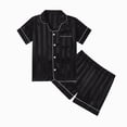 thumbnail image 1 of WUANDIXFA Summer Jammies for Girls Pajama Set hort Sleeve Button-Down Sleepwear with Shorts, Soft Fabric Nightwear,Black,9-10 Years, 1 of 8