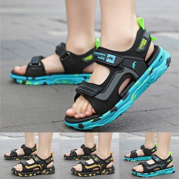WUANDIXFA Summer Shoes for Girls Big Kid Boys Sandal Extra Wide Toddler Sandals Boy Fashion Comfortable Beach Sandals with Soft Soles In Summer Toddler Hiking Sandals Green,1