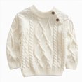 thumbnail image 1 of WUANDIXFA Sweater for Kids Boys Girls Solid Color Cute Button Knit Sweater Fall Winter,White,18-24 Months, 1 of 4